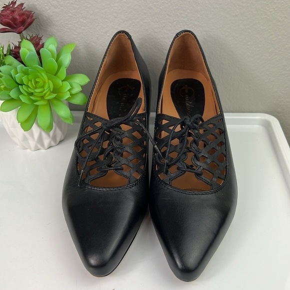 Earthies Mezzi Lattice Lace-Up Heels Black Leather 8 - Picture 3 of 12
